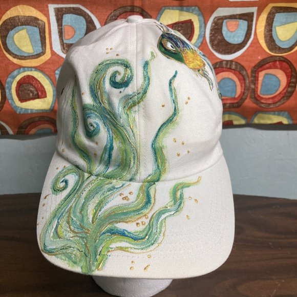 Taloolah Designs Artist Hand Painted Key West Fish Glitter Snapback Hat Cap NWT - Picture 1 of 8